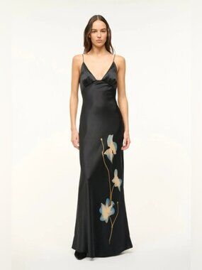 Staud Hank Silk Dress Botanical Shadows Size M